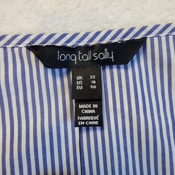NWT Long Tall Sally Blue White Stripe Red Embroidered Blouse US 18 UK 22 - Picture 6 of 9